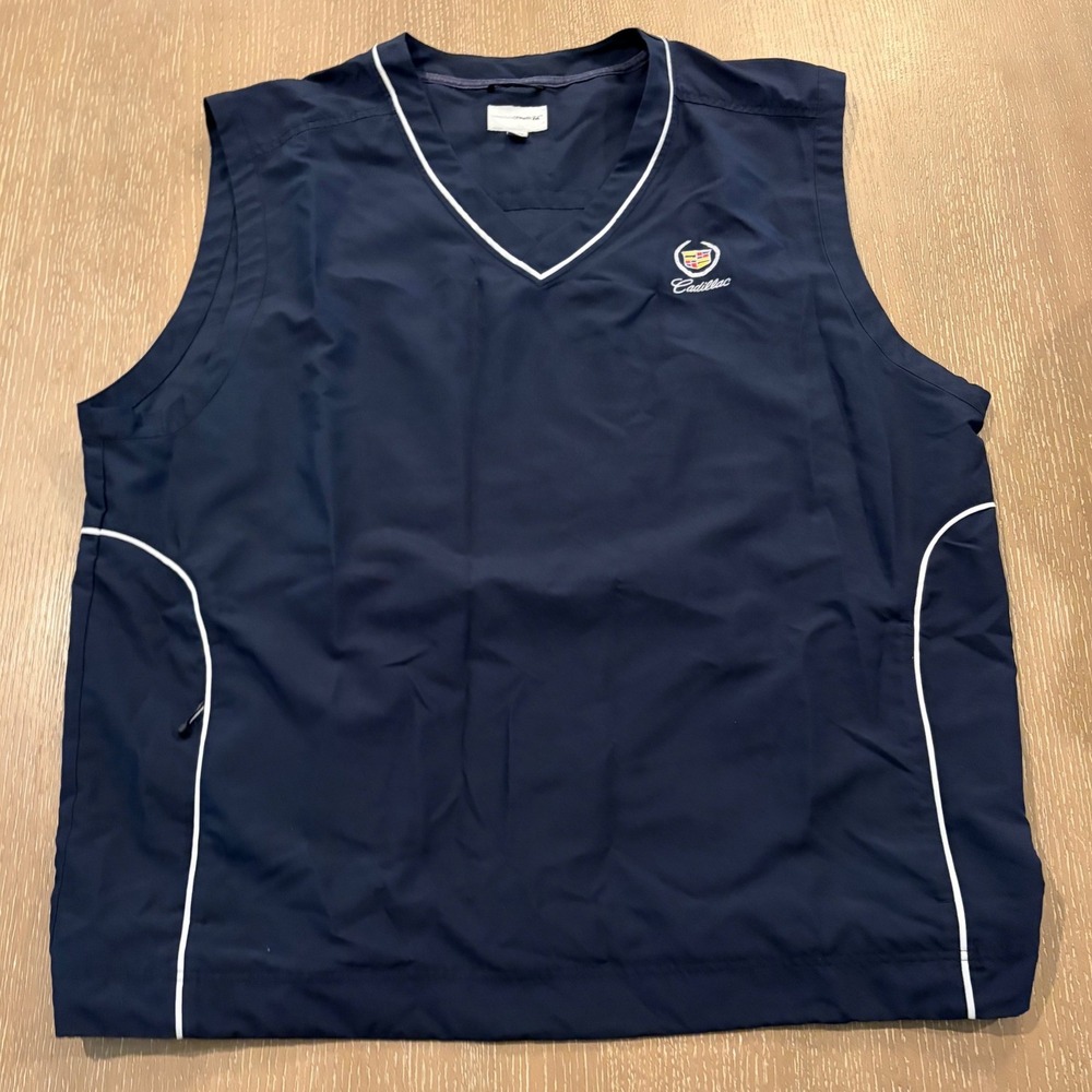 Cutter & Buck Cadillac Men's XL Navy Blue Golf Wind Vest Embroidered Logo